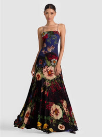 Alice + Olivia Augusta Floral Maxi Dress Size 0 Spaghetti-Strap Evening Gown