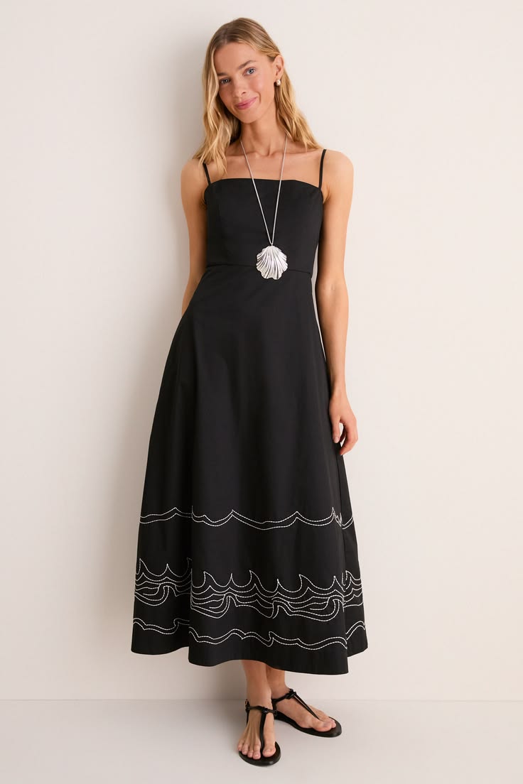 Black Embroidered Cotton Rhea Maxi Dress Tuckernuck