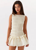 Garden Kisses Shirred Mini Dress Ivory