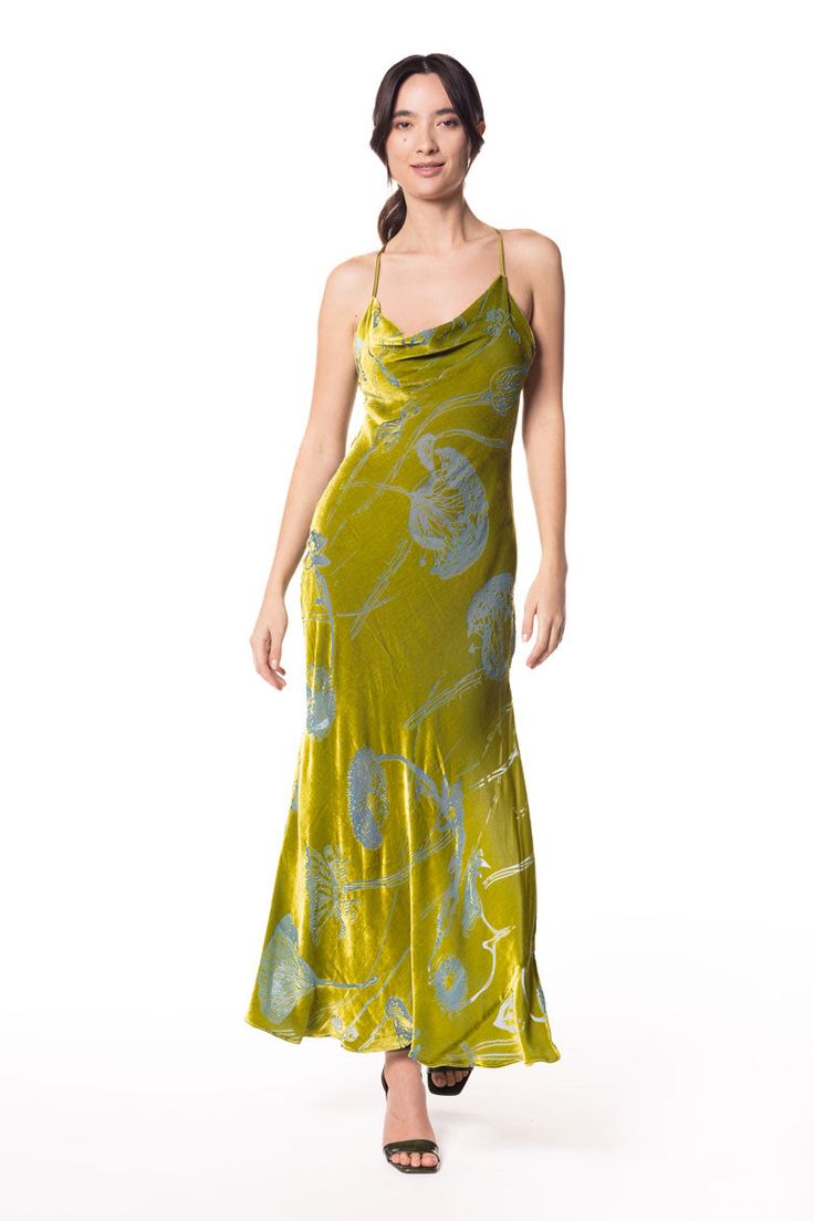 Moss Faberge Velvet Draped Gown