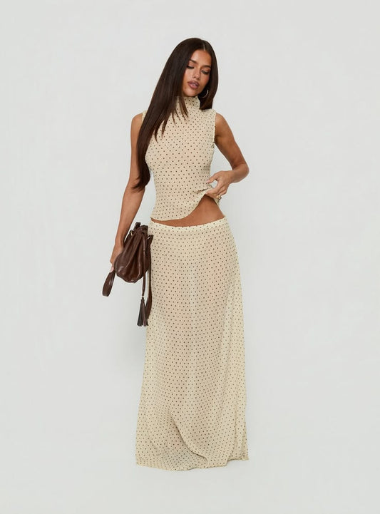 Ford Maxi Skirt Butter Chocolate Polka Dot