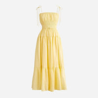 Clio Dress in Light Yellow with Lace Trim