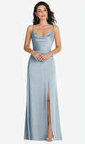 Cowl Neck A Line Maxi Dress With Adjustable Straps In Desert Rose