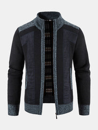 Camden | Zip Up Faux Suede Patchwork Sweater
