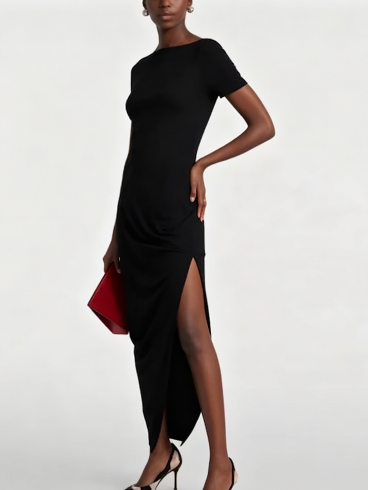 Agnes – Open Back Asymmetrical Midi Dress