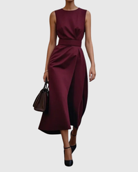 Clarimond | Elegant Round Neck Dress Fuchsia