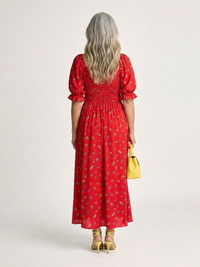 India – Square Neck Floral Midi Dress