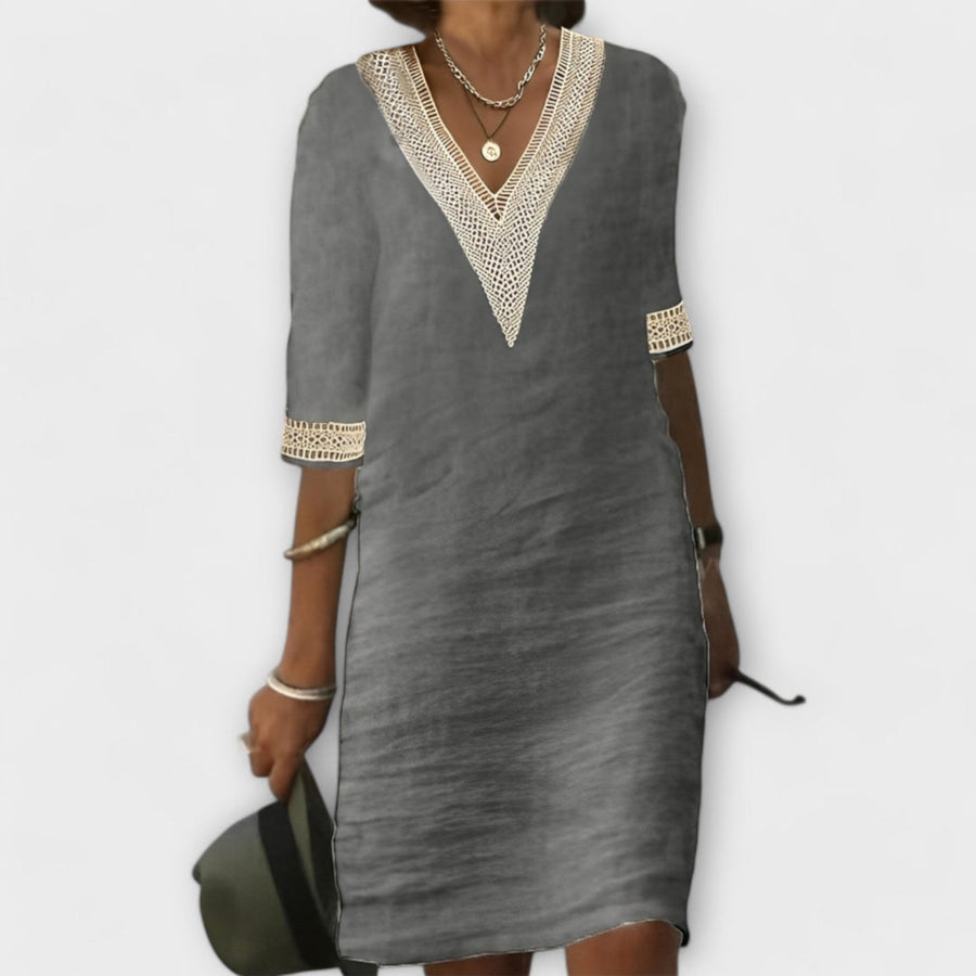 Ariel | Womens Summer Boho Short Sleeve Dress Gray