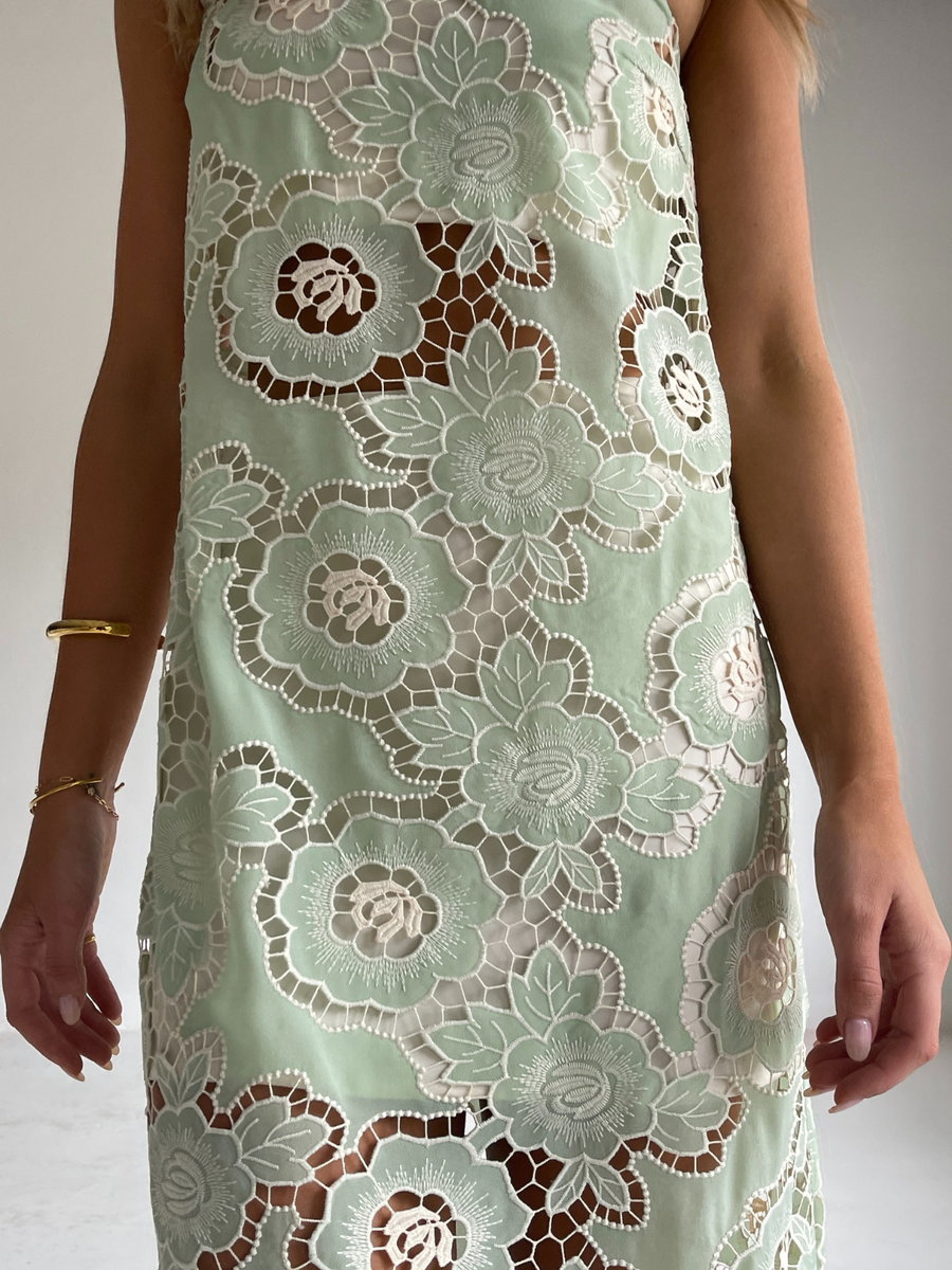 By Nicola Tove Maxi Dress in Mint Lace