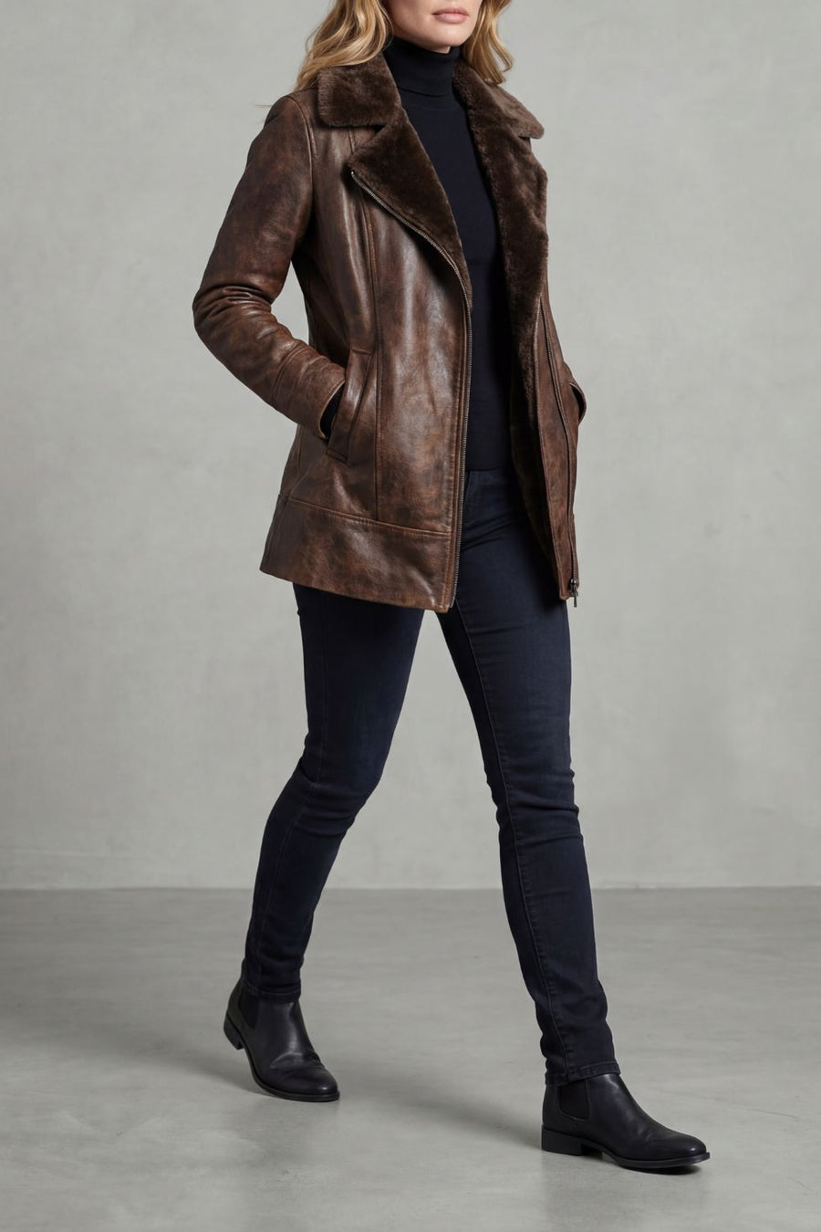 Hannah – Shearling-Lined Leather Jacket