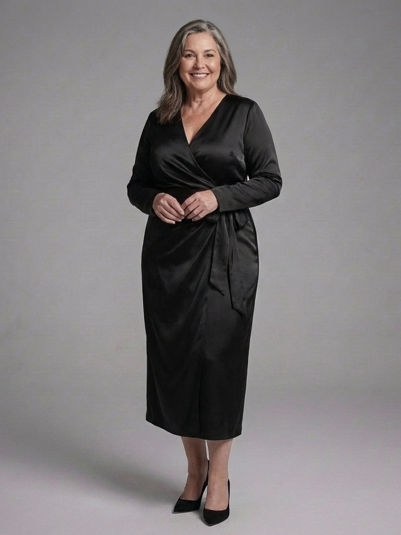 Estelle - Long-Sleeve Midi Dress with Side Closure