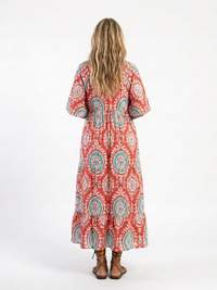 Bella – Paisley Print V-Neck Short Sleeve Midi Dress