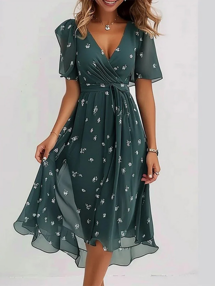 Matilda | Summer Dress With Belly Cover Green