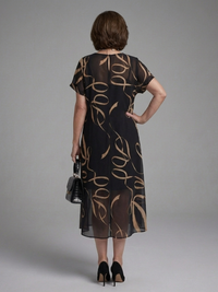 Cambria - Abstract Short-Sleeve Midi Dress