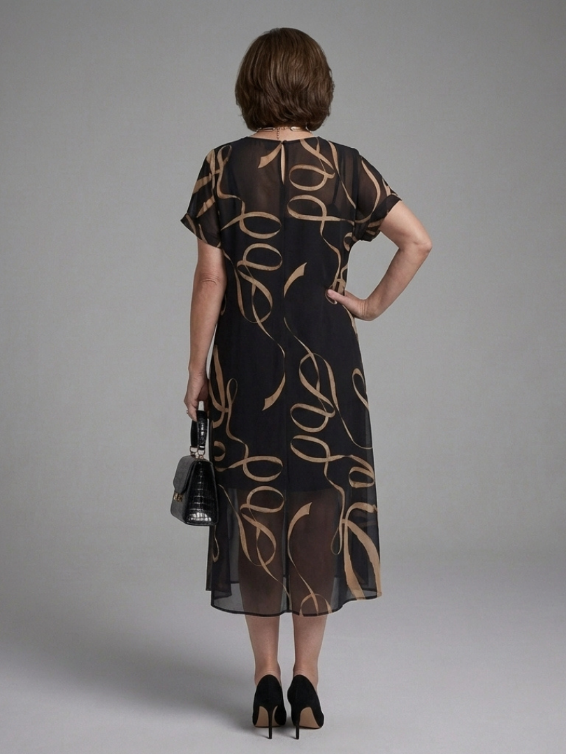 Cambria - Abstract Short-Sleeve Midi Dress
