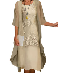 Caroline | Women Wedding Guest Dress Flowing Sheer Sleeve Midi Dress Yellow
