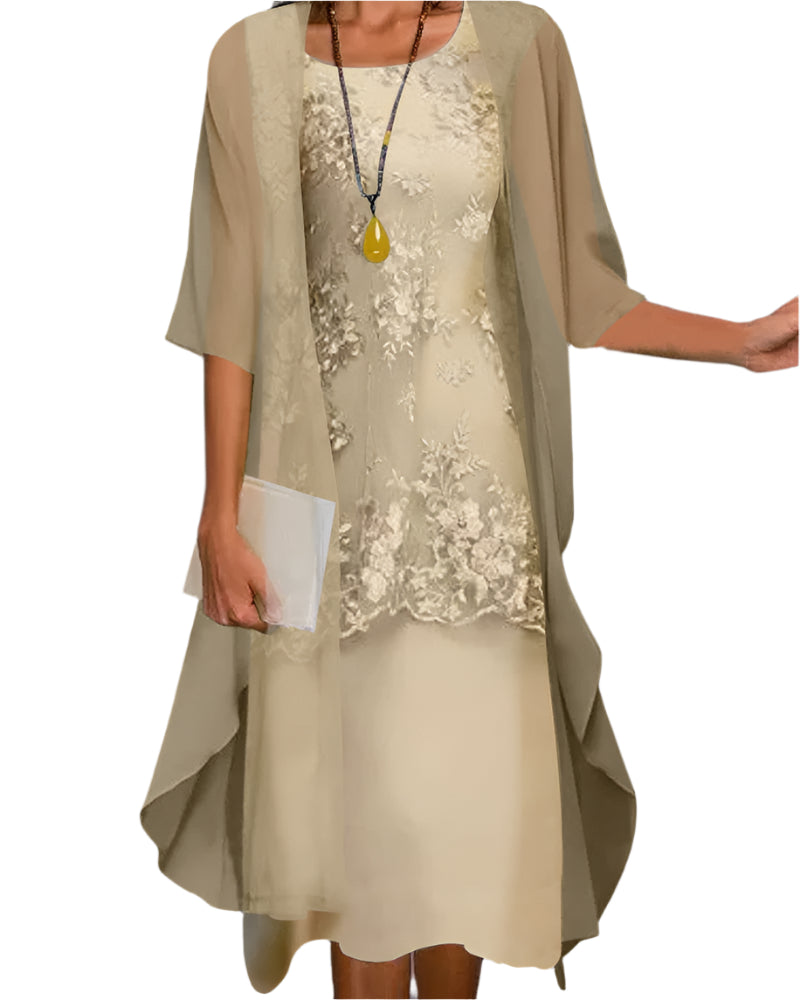 Caroline | Women Wedding Guest Dress Flowing Sheer Sleeve Midi Dress Yellow
