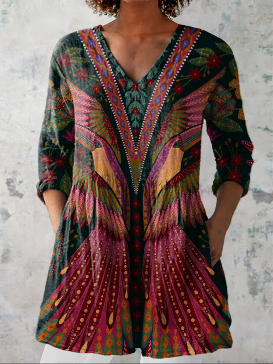 Thalassa - Long Blouse with V-Neck