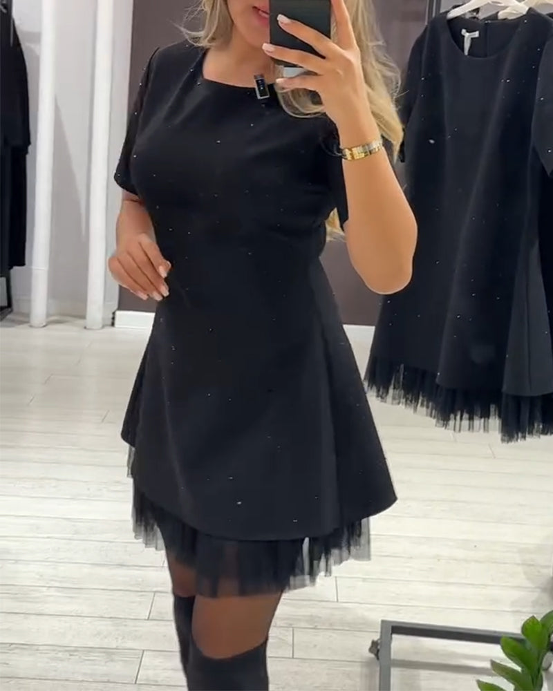 Harper – Shimmering Mesh Patchwork Dress