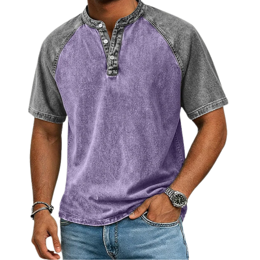 Caleb – Vintage Two-Tone Henley Shirt