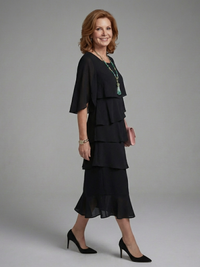 Enya - Midi Dress with Layered Sleeves