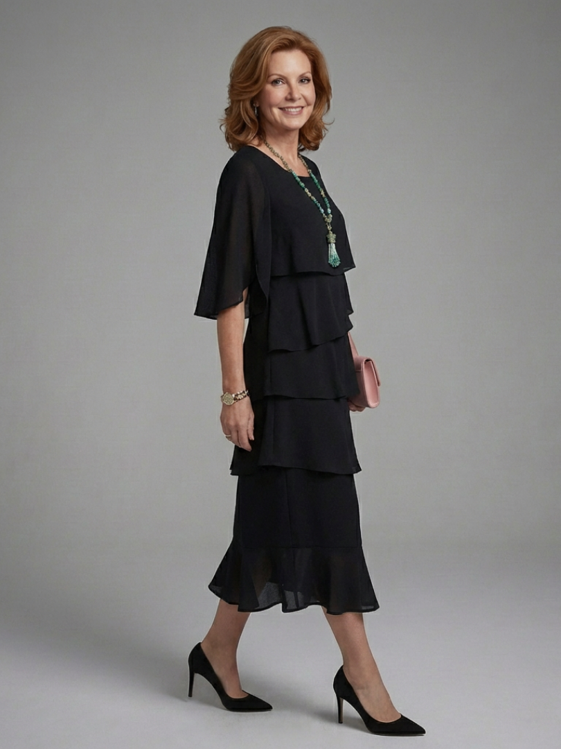 Enya - Midi Dress with Layered Sleeves