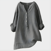 Verena - Elegant Cotton-Linen V-Neck Blouse