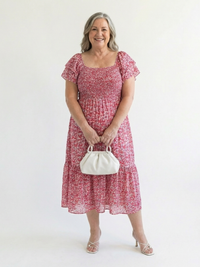 Primrose – Off-Shoulder Floral Shirred Midi Dress