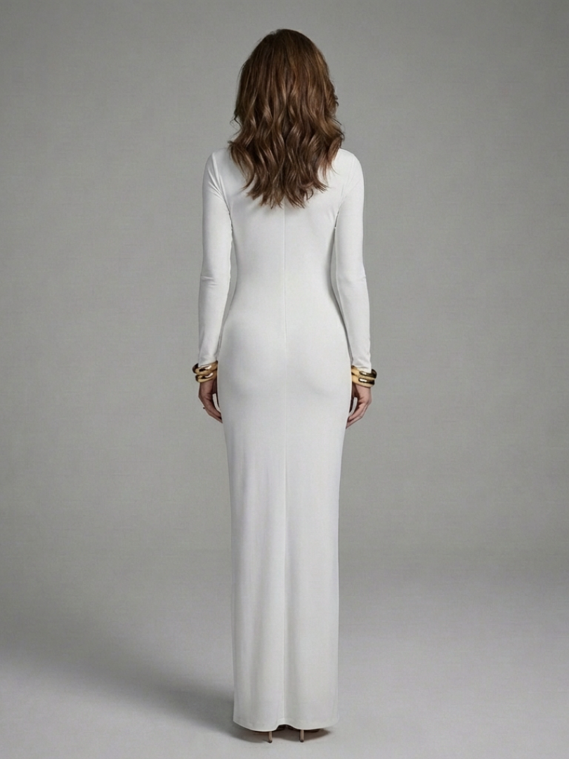 Cecily - High-Neck Maxi Dress with Long Sleeves