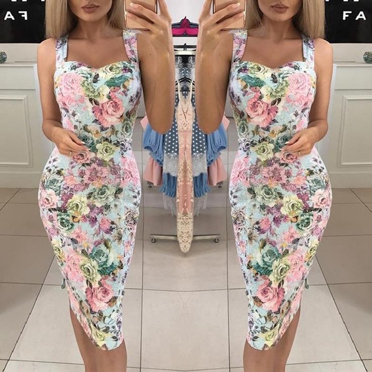 Slim Fit Slimming Spaghetti Straps Printed Dress