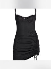 Iamgia Dress Iamgia Black Ruching Mini Dress With Spaghetti Straps