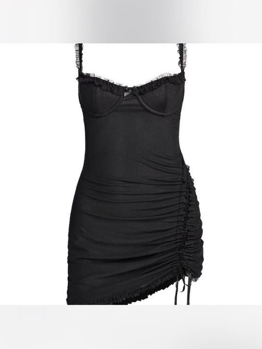Iamgia Dress Iamgia Black Ruching Mini Dress With Spaghetti Straps