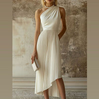 Oyrosy Dress Chic One Shoulder White Dress Color: White Size: M
