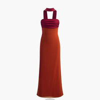 Commense Dress Commense Strapless Dress In Burgundy And Orange Color: