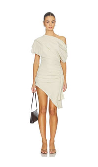 All The Ways Lottie Asymmetrical Mini Dress In Beige From .com