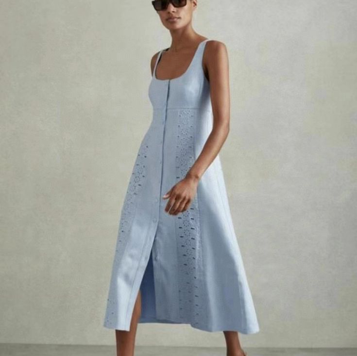 Reiss Dress Reiss Light Blue Midi Dress Color: Blue Size: 10