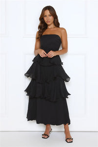 Wedding Adventure Strapless Maxi Dress XS Black