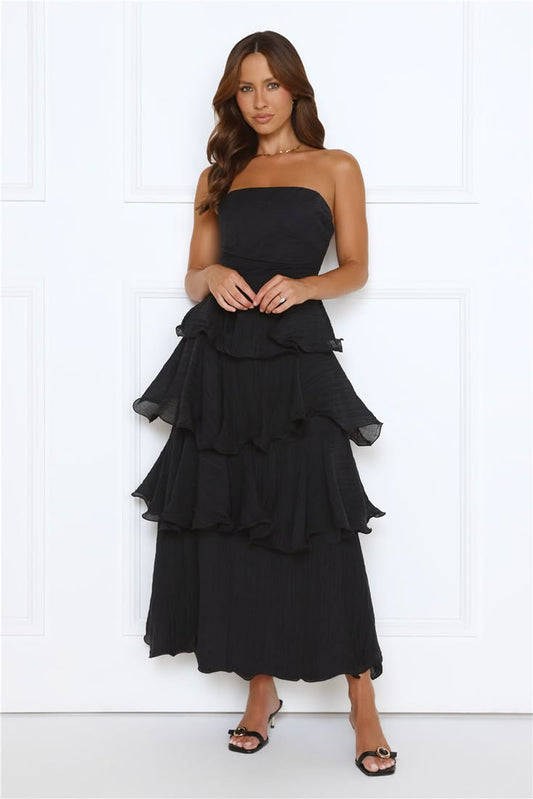 Wedding Adventure Strapless Maxi Dress XS Black