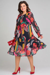 Aria – Modern Floral Midi Dress