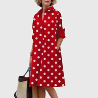 Paige - Elegant Dress With Pockets Red/White