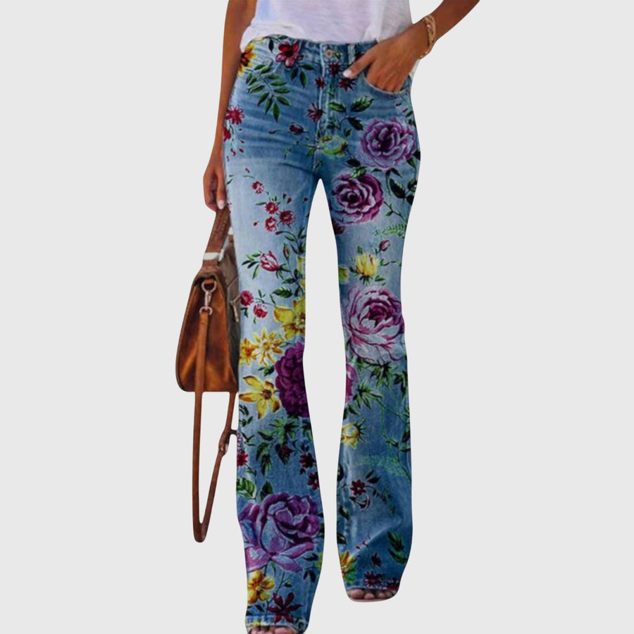 Pants With Flowers Purple Flower