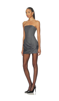 All The Ways Strapless Mini Dress With Draped Detail Grey