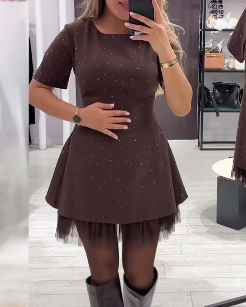 Harper – Shimmering Mesh Patchwork Dress