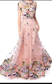 3D Floral Lace Fabric, Multicolor Tulle For Bridal Dress