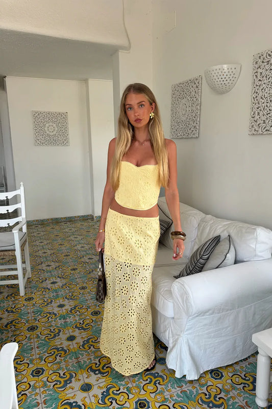 Giada Maxi Skirt Lemon