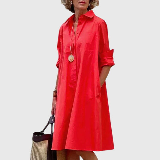 Paige - Elegant Dress With Pockets Red