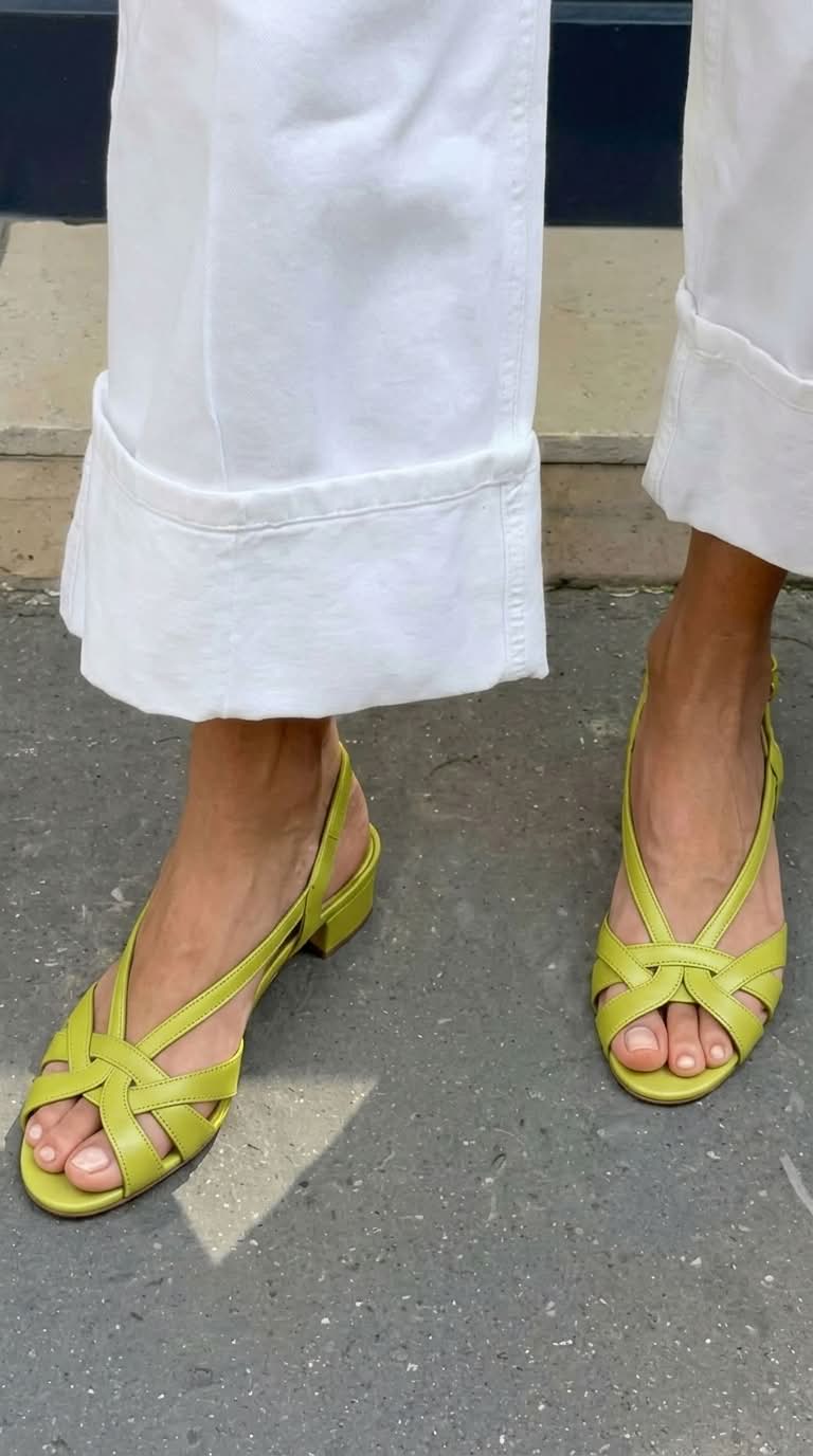 Marielle – Leather Cross-Strap Slingback Sandals