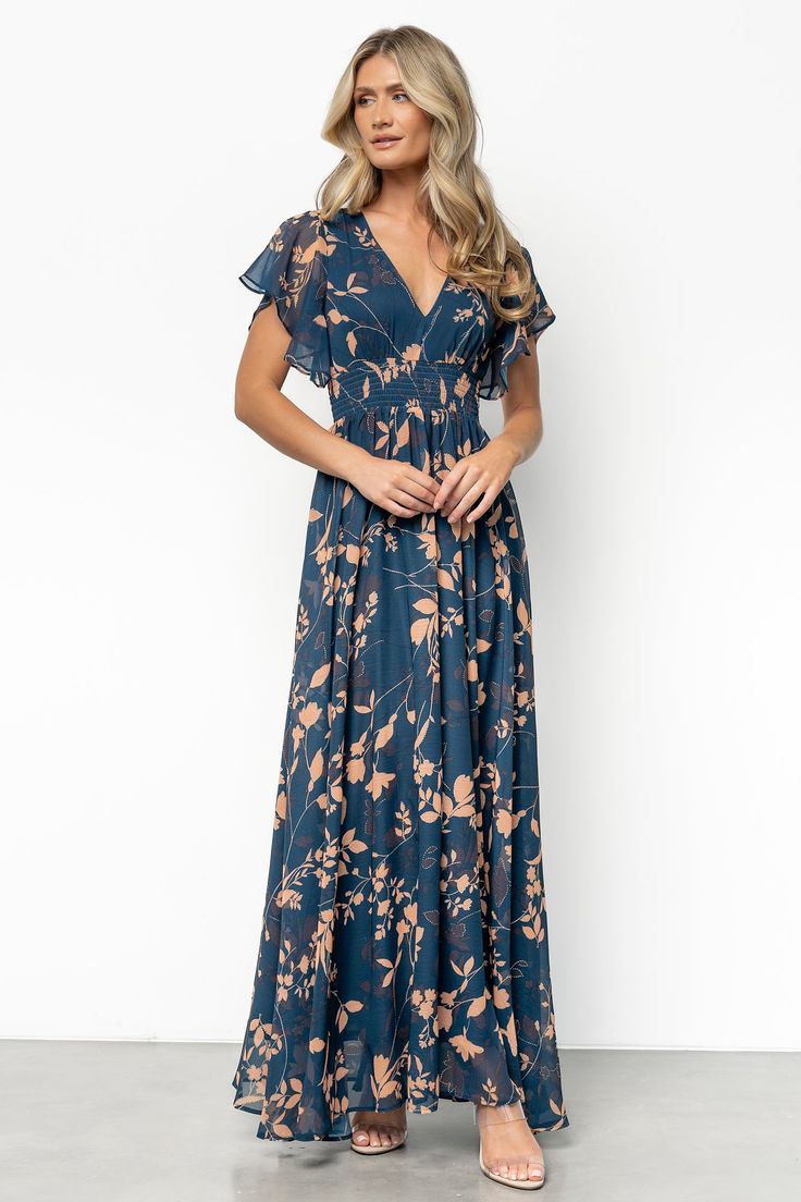 Lynlee Metallic Maxi Dress In Topaz Metallic