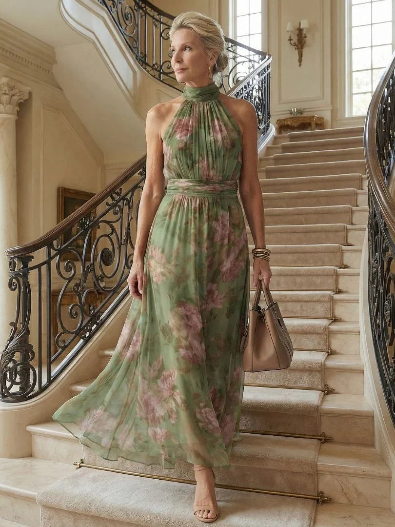 Laelia - Elegant Floral Halter Dress
