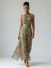 Laelia - Elegant Floral Halter Dress